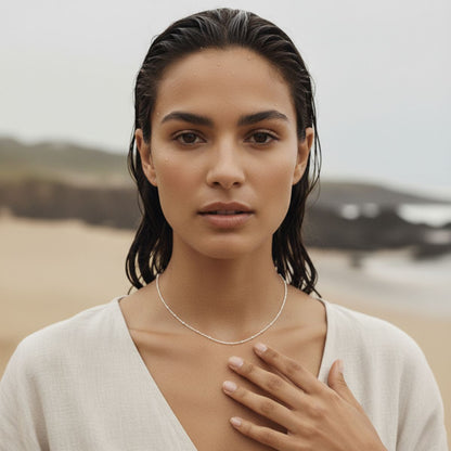 Gilded Seashore Silver Gold Beaded Necklace