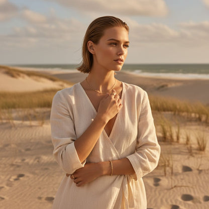 Gilded Seashore Silver Gold Beaded Necklace