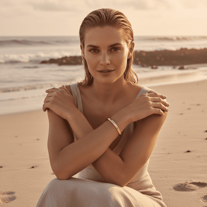 Sea-Worn Silver Gold Bangle Bracelet
