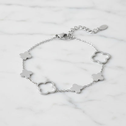 Elegant Stainless Steel Adjustable Big Clovers Bracelet for Versatile Styling