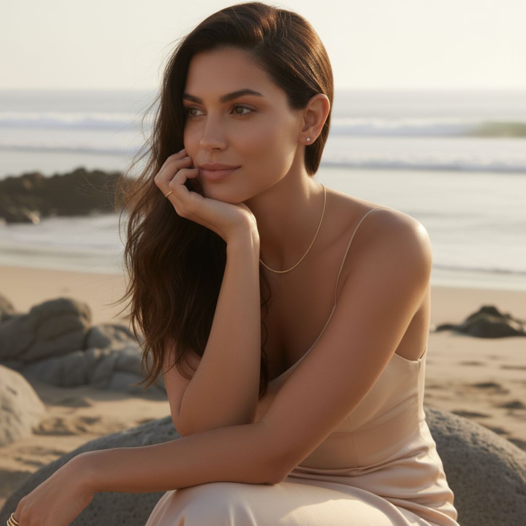 Solitaire Gold and Silver Stud Earrings