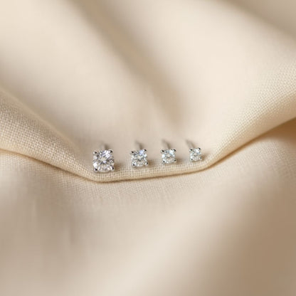 Solitaire Gold and Silver Stud Earrings