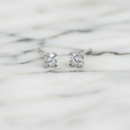 Solitaire Gold and Silver Stud Earrings