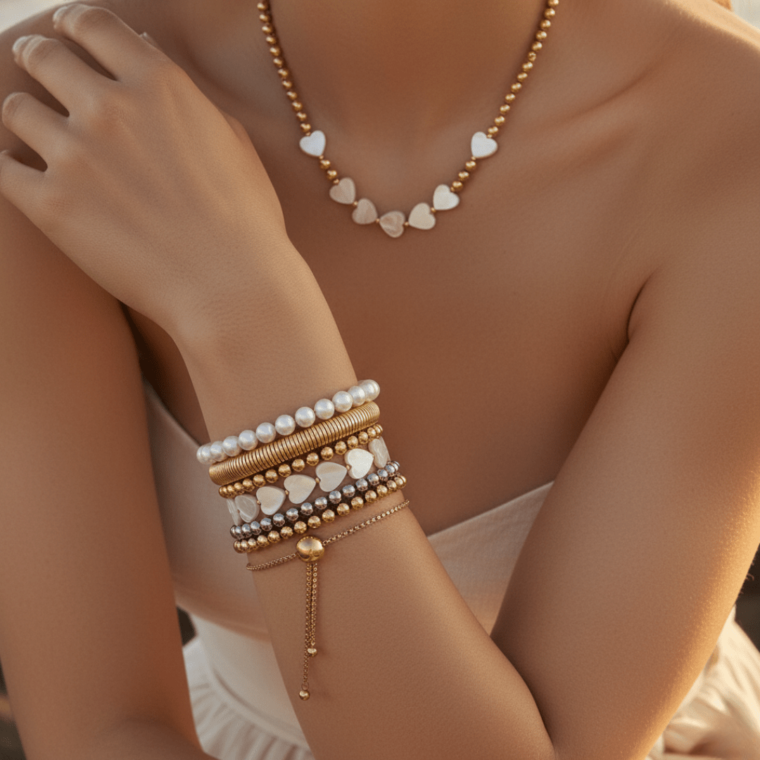 Elegant Stretch Bangle Bracelet - Gold Plated Stainless Steel, Water Resistant, Hypoallergenic