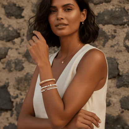 Elegant Stretch Bangle Bracelet - Gold Plated Stainless Steel, Water Resistant, Hypoallergenic