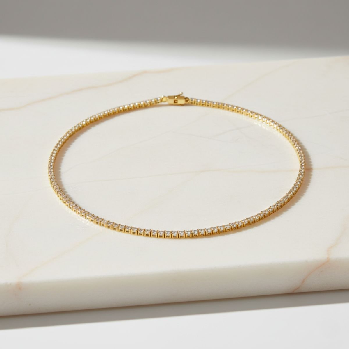 Elegant Tennis Necklace - Gold or Rhodium Plated with Cubic Zirconia