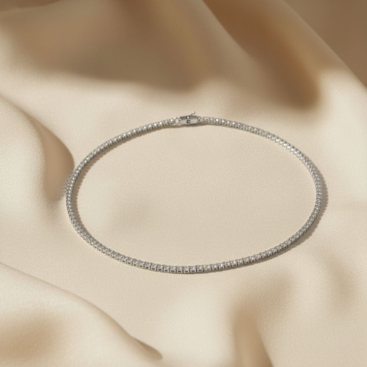 Elegant Tennis Necklace - Gold or Rhodium Plated with Cubic Zirconia