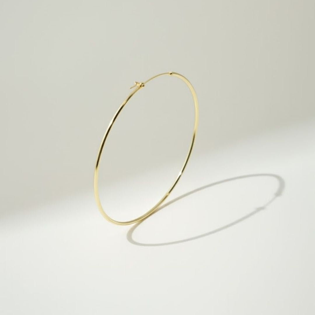 Elegant Thin Large Gold Hoop Earrings - Gold Plated - Stylish Accessory