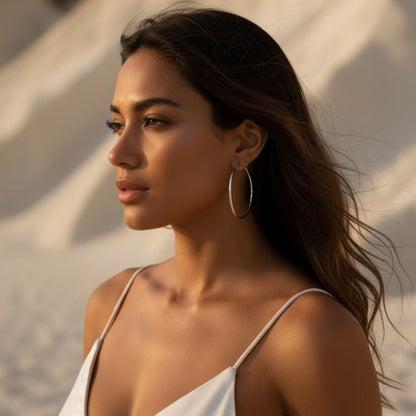 Elegant Thin Large Gold Hoop Earrings - Gold Plated - Stylish Accessory