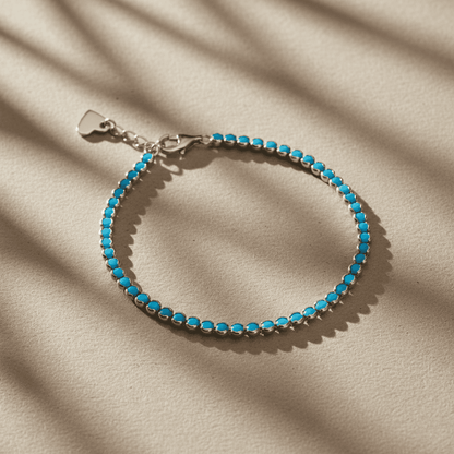 Elegant Turquoise Tennis Bracelet - Gold Plated, Hypoallergenic