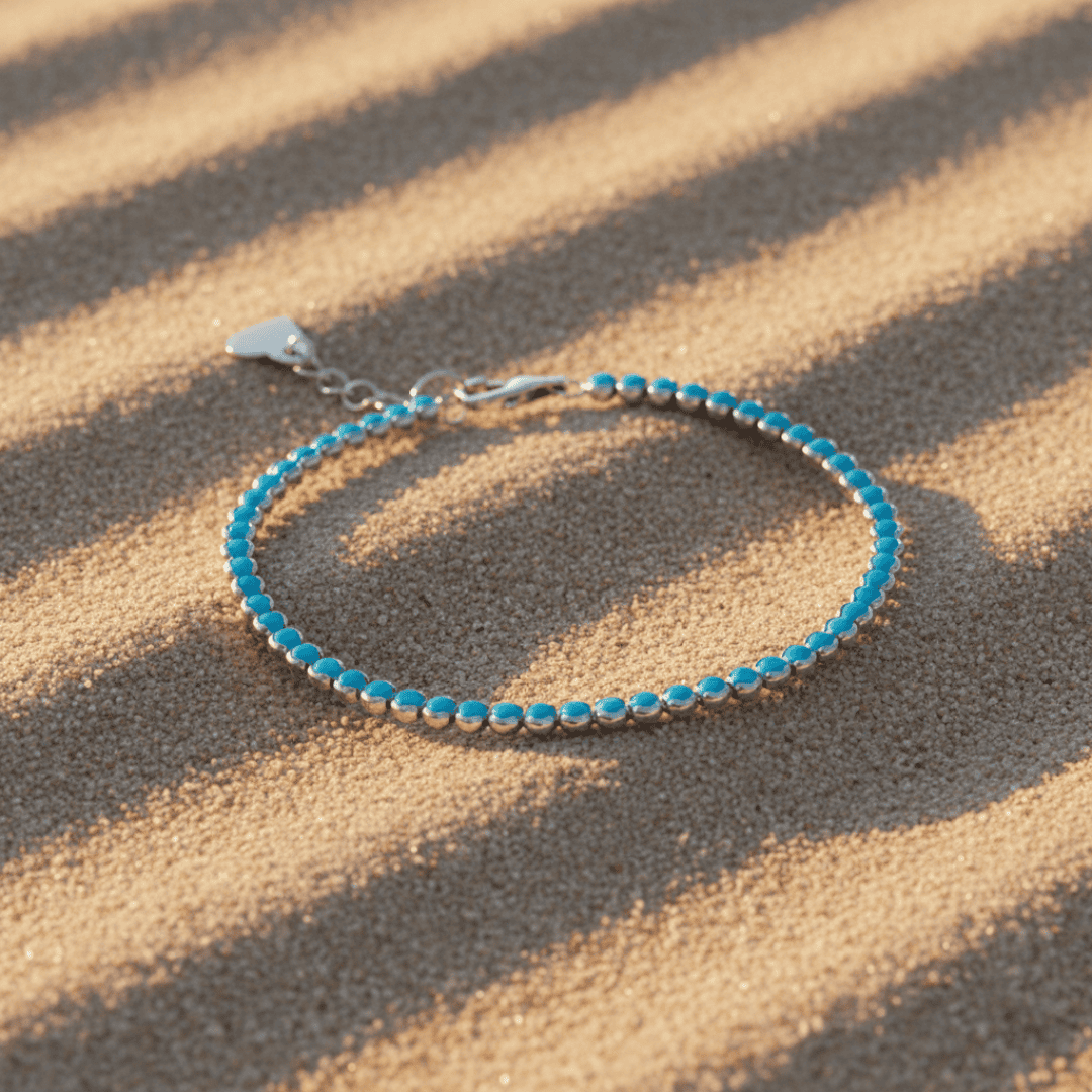 Elegant Turquoise Tennis Bracelet - Gold Plated, Hypoallergenic