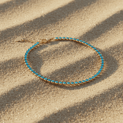 Elegant Turquoise Tennis Bracelet - Gold Plated, Hypoallergenic