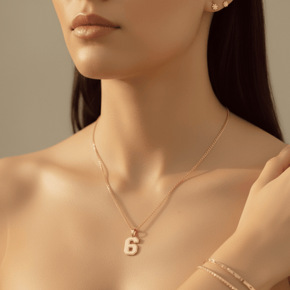 Elegant Varsity Number Pendant Necklace - Customizable Metal Options
