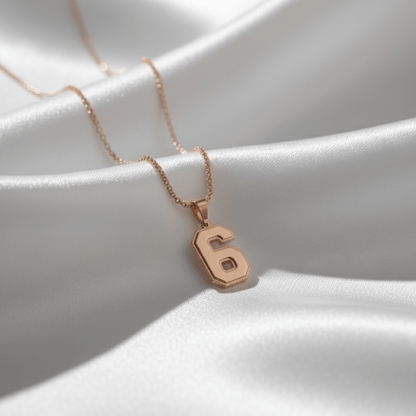 Elegant Varsity Number Pendant Necklace - Customizable Metal Options