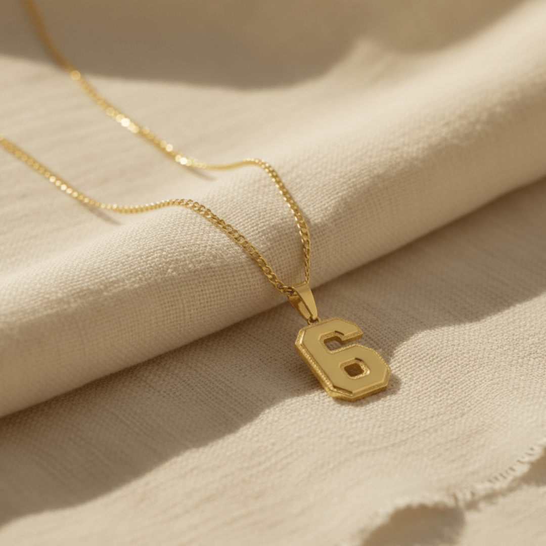 Elegant Varsity Number Pendant Necklace - Customizable Metal Options