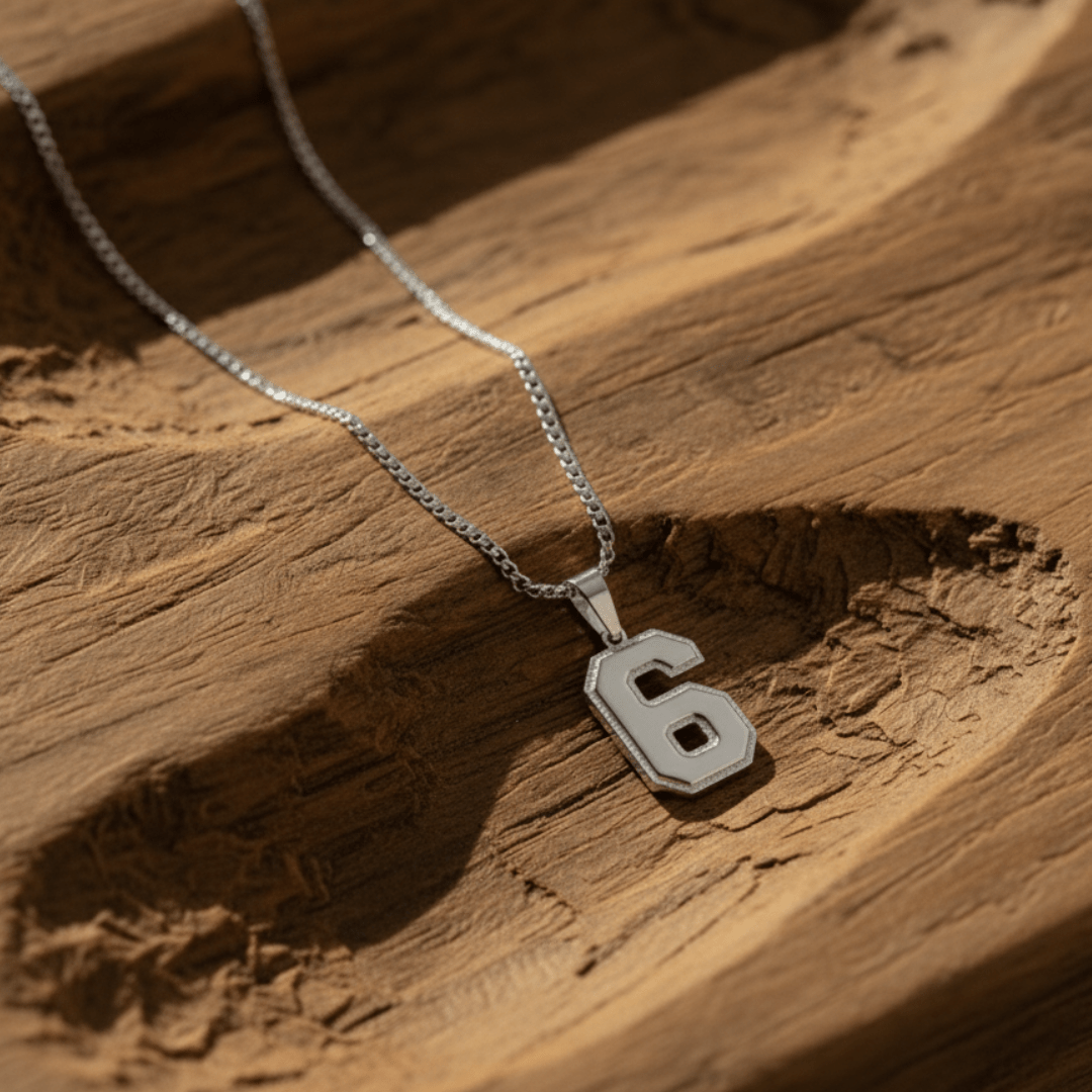 Elegant Varsity Number Pendant Necklace - Customizable Metal Options