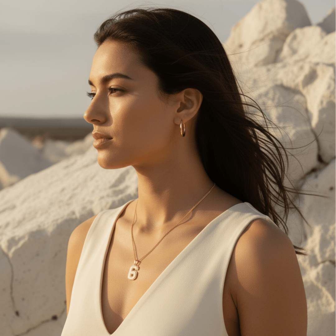 Elegant Varsity Number Pendant Necklace - Customizable Metal Options