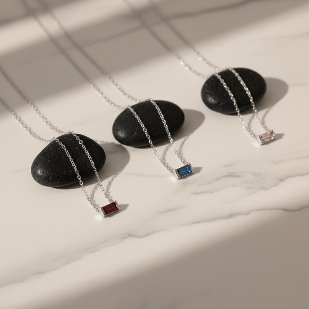 Emery Birthstone Necklace - Delicate Gemstone Charm for Elegant Celebrations