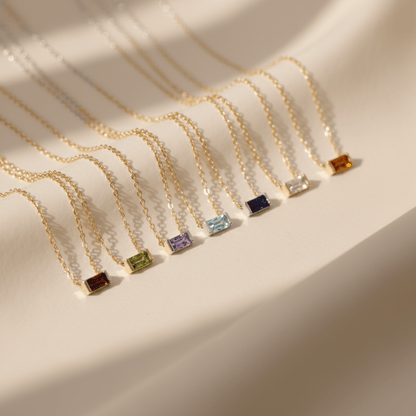 Emery Birthstone Necklace - Delicate Gemstone Charm for Elegant Celebrations