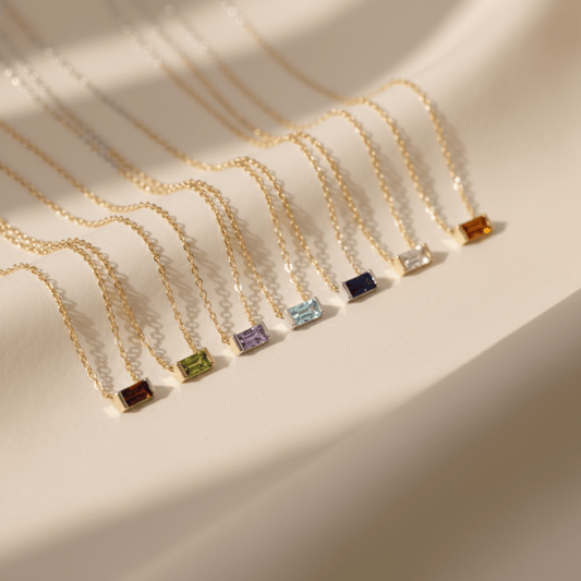 Emery Birthstone Necklace - Delicate Gemstone Charm for Elegant Celebrations