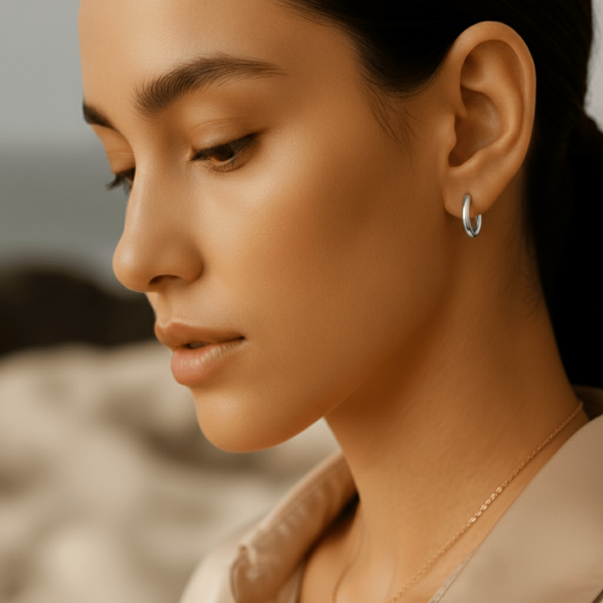 Sea-Worn Gold Silver Hoop Earrings