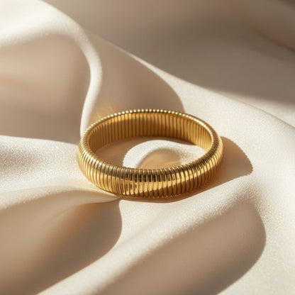 Geometric Bangle Bracelet - Gold Stainless Steel, Waterproof & Hypoallergenic