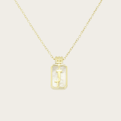 Gilded Sea Glass Initial Gold Necklace