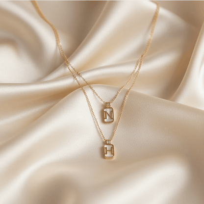 Gilded Sea Glass Initial Gold Necklace