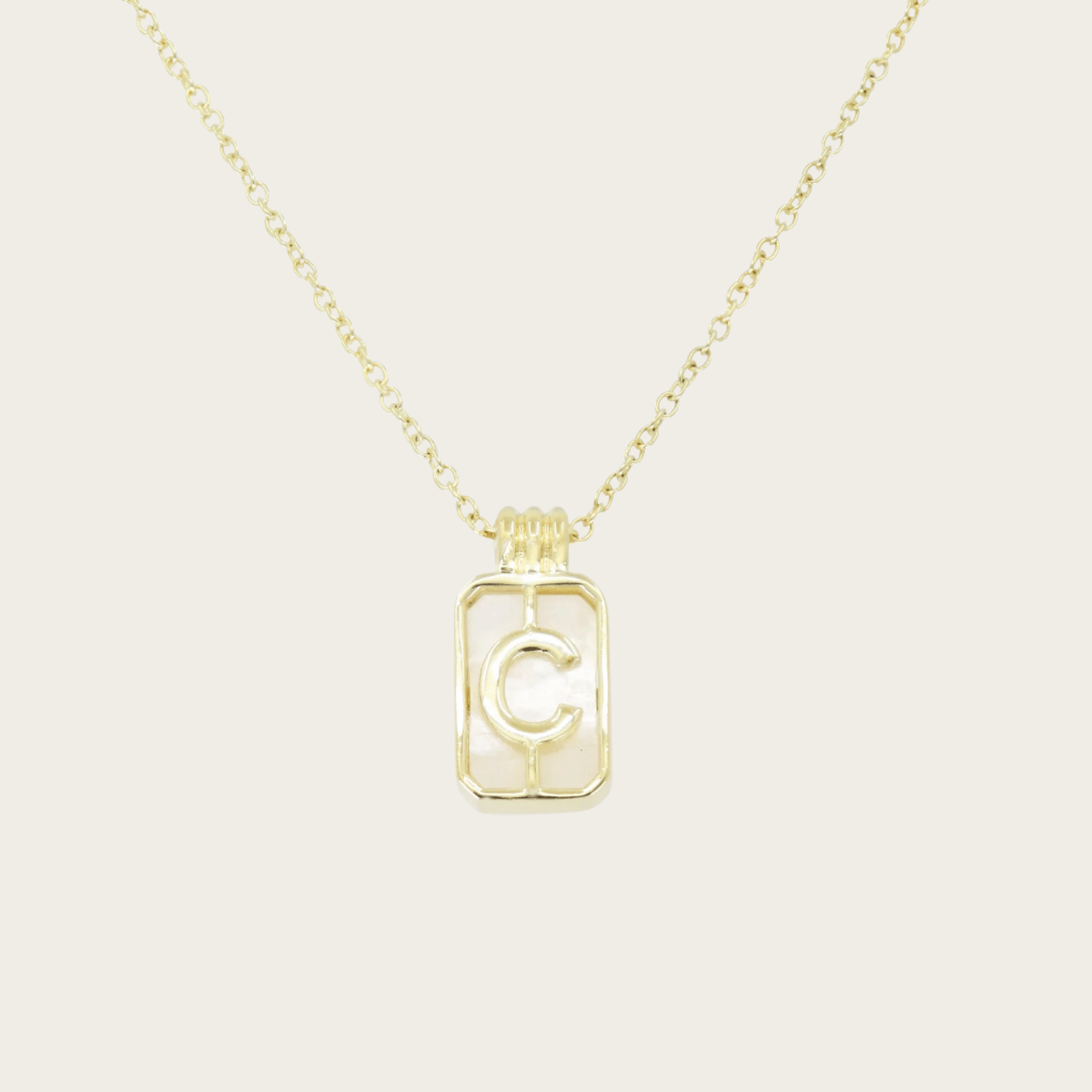 Gilded Sea Glass Initial Gold Necklace