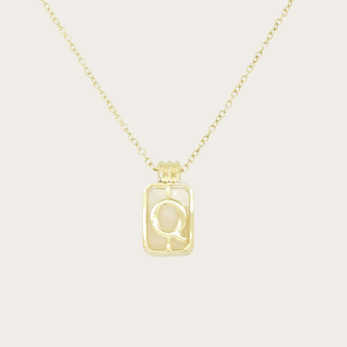 Gilded Sea Glass Initial Gold Necklace