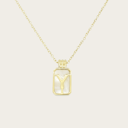 Gilded Sea Glass Initial Gold Necklace