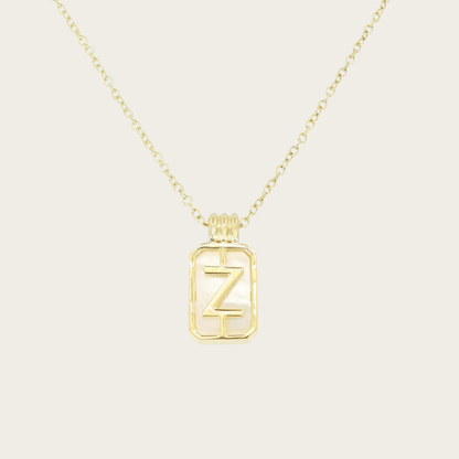 Gilded Sea Glass Initial Gold Necklace