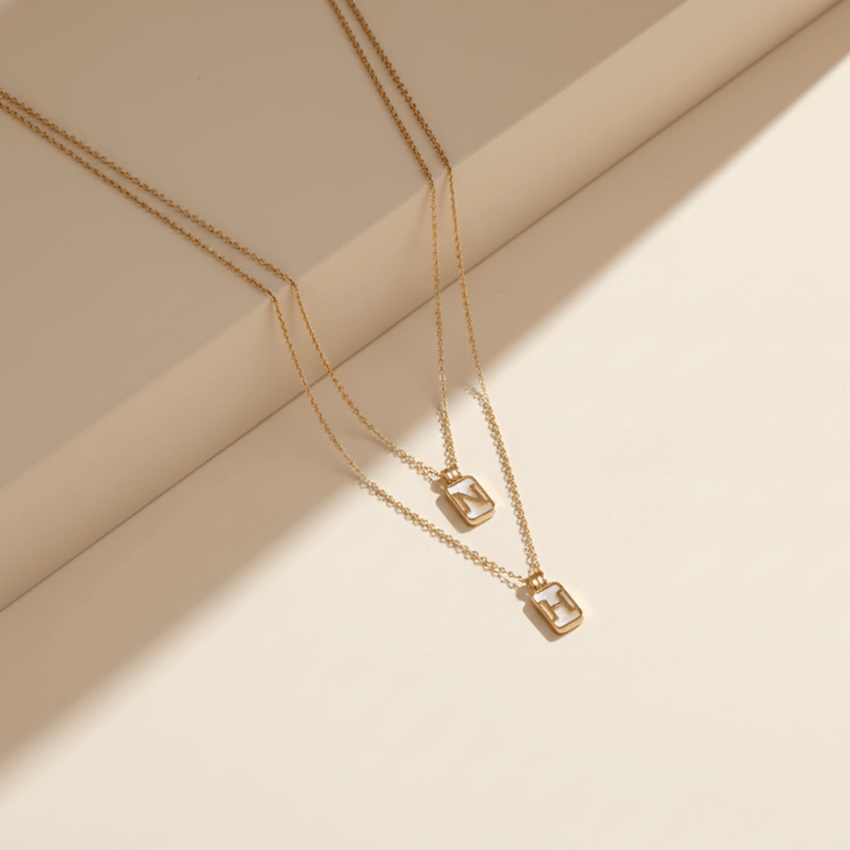 Gilded Sea Glass Initial Gold Necklace