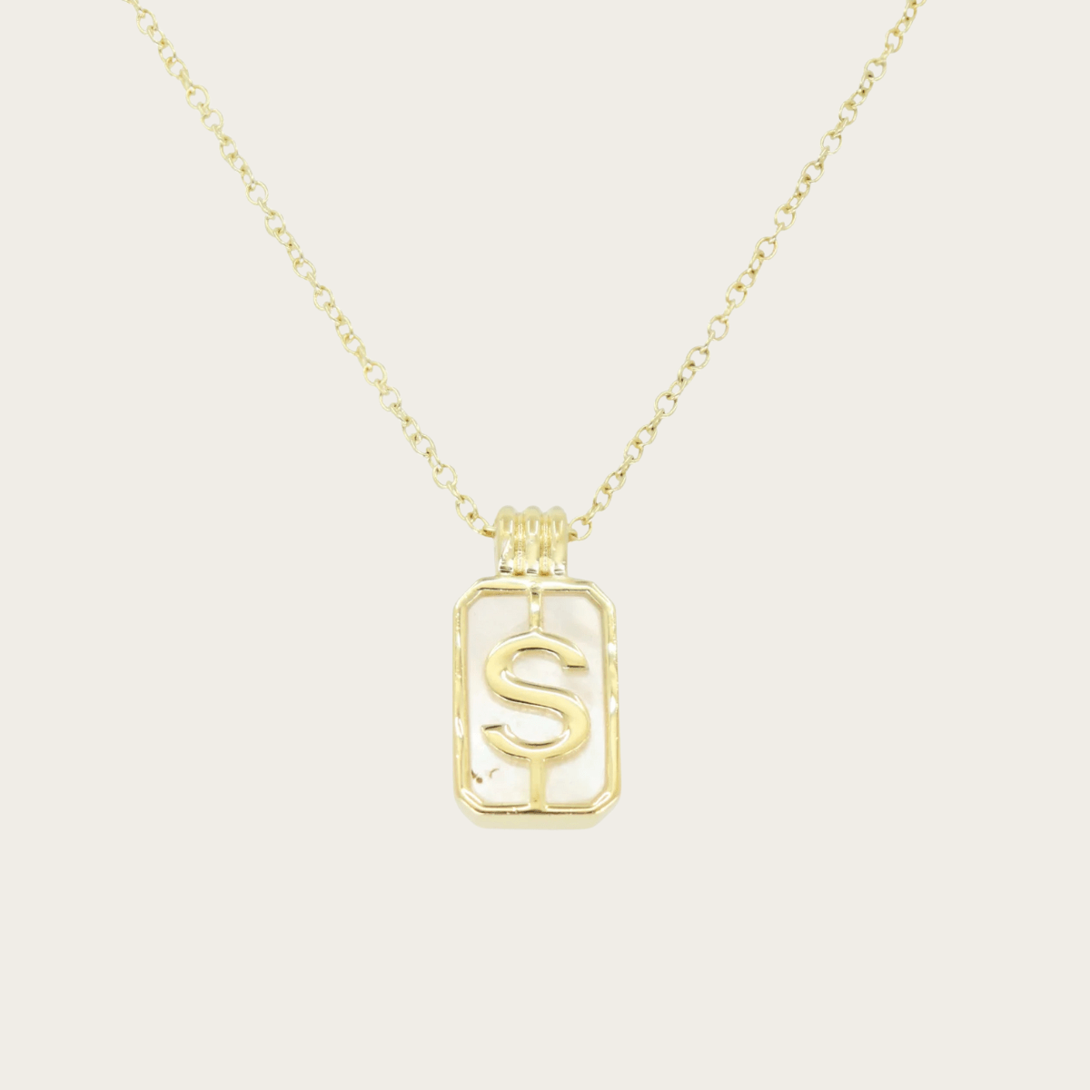 Gilded Sea Glass Initial Gold Necklace