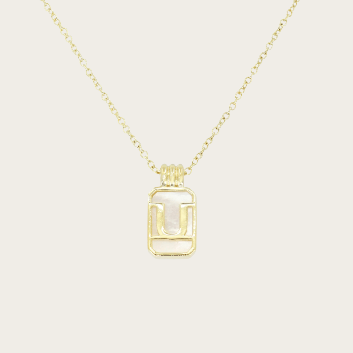 Gilded Sea Glass Initial Gold Necklace