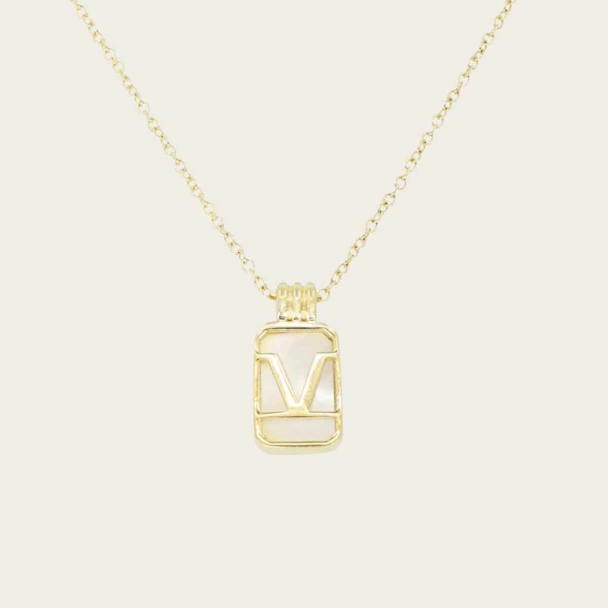 Gilded Sea Glass Initial Gold Necklace