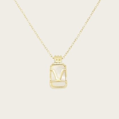 Gilded Sea Glass Initial Gold Necklace