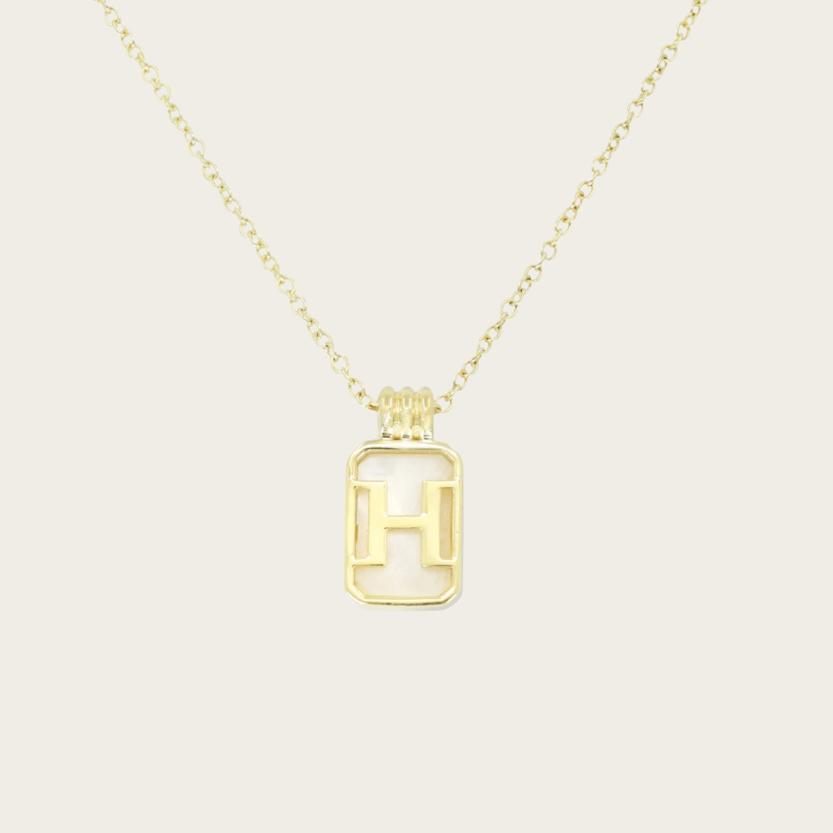 Gilded Sea Glass Initial Gold Necklace