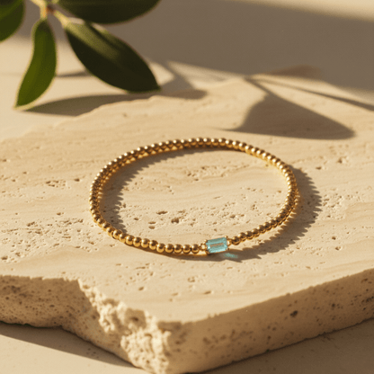 Gold Birthstone Bracelet with Elegant Beaded Design for Personalized Style