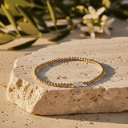 Gold Birthstone Bracelet with Elegant Beaded Design for Personalized Style