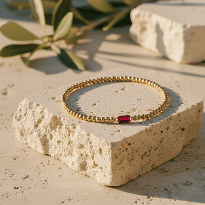 Gold Birthstone Bracelet with Elegant Beaded Design for Personalized Style