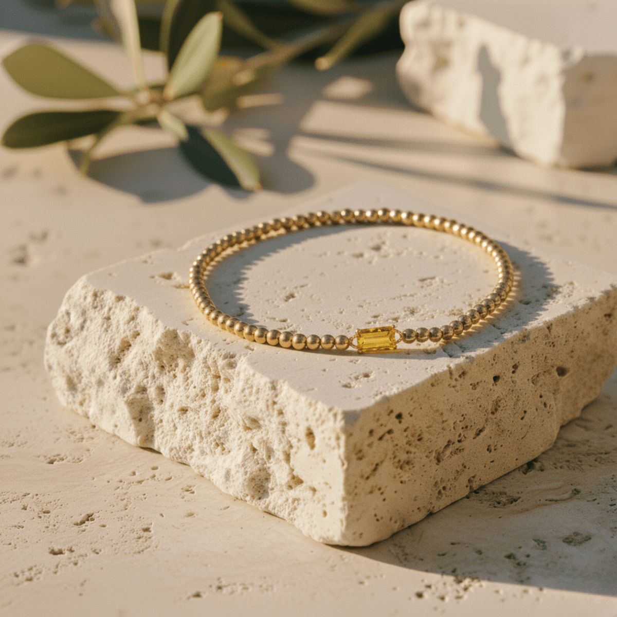 Gold Birthstone Bracelet with Elegant Beaded Design for Personalized Style