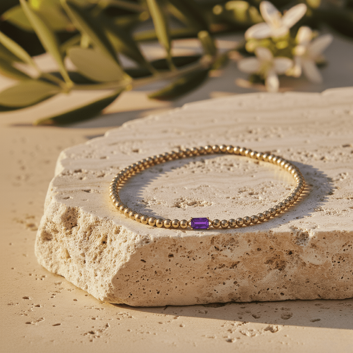 Gold Birthstone Bracelet with Elegant Beaded Design for Personalized Style