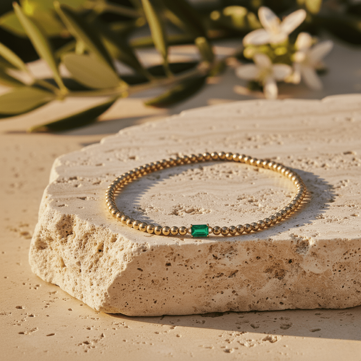 Gold Birthstone Bracelet with Elegant Beaded Design for Personalized Style