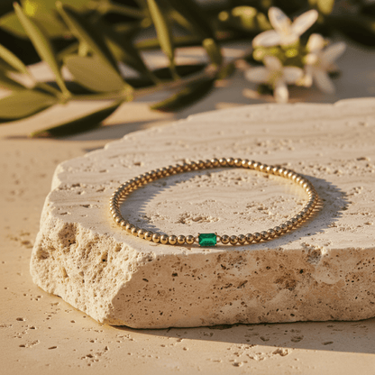 Gold Birthstone Bracelet with Elegant Beaded Design for Personalized Style