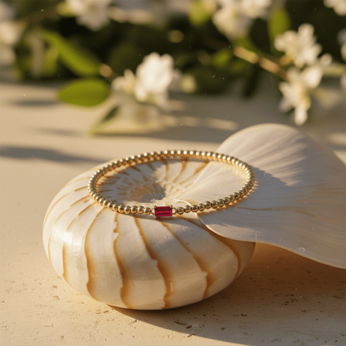 Gold Birthstone Bracelet with Elegant Beaded Design for Personalized Style