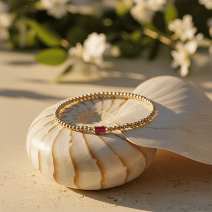 Gold Birthstone Bracelet with Elegant Beaded Design for Personalized Style