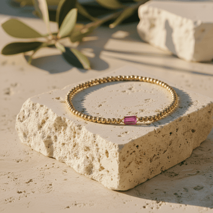 Gold Birthstone Bracelet with Elegant Beaded Design for Personalized Style