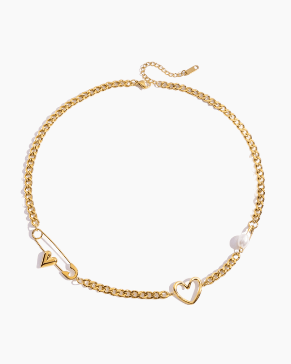 Collar de Cadena con Corazón y Alfiler