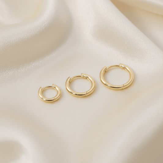 Horizon Line Gold Silver Hoop Earrings